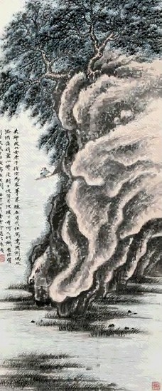 金雪野 壬午(1942年)作 松溪放棹 立轴 设色纸本