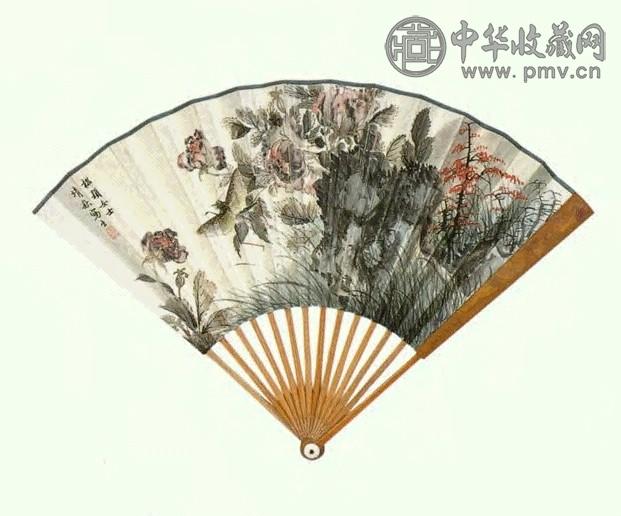 现代 溥靖秋 秋色 扇面