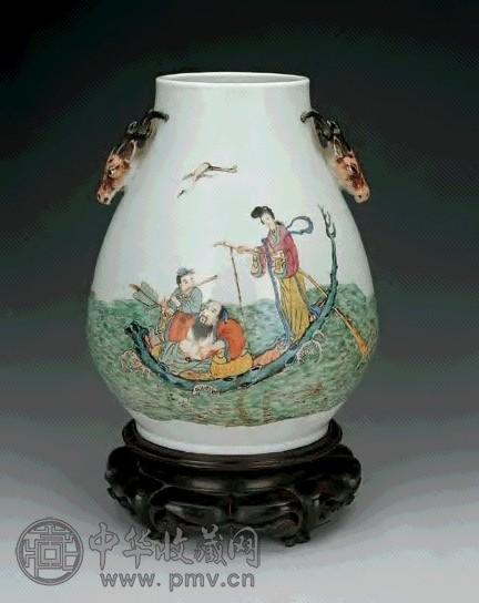 民国 粉彩八仙祝寿纹鹿头尊