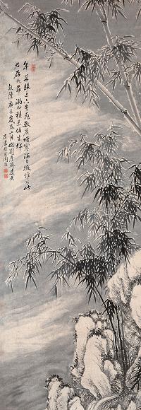 周颢 庚辰(1760年)作 墨竹 立轴 水墨纸本