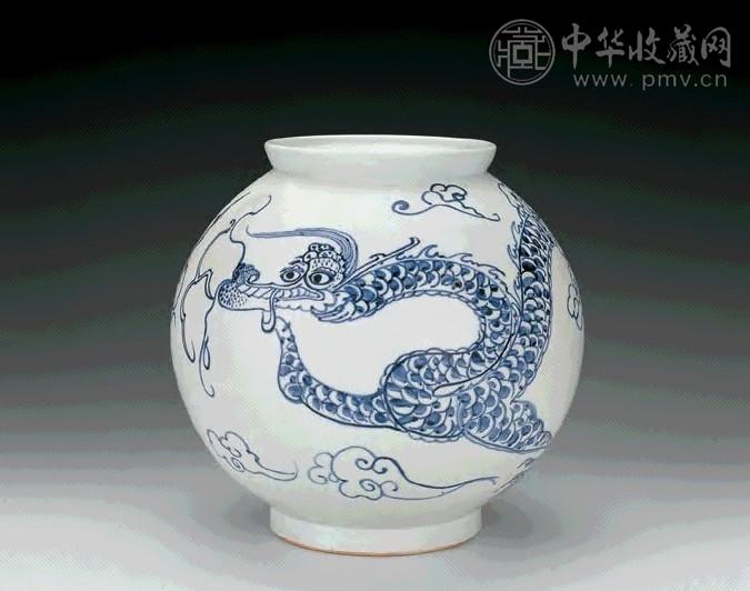 韩国 青花云龙纹罐