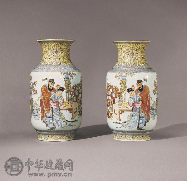 二十世纪初 粉彩《钟馗嫁妹》图尊(1对)