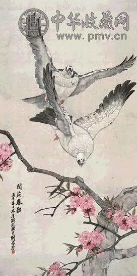 刘奎龄 1936年作 阆苑春韶 立轴 设色纸本