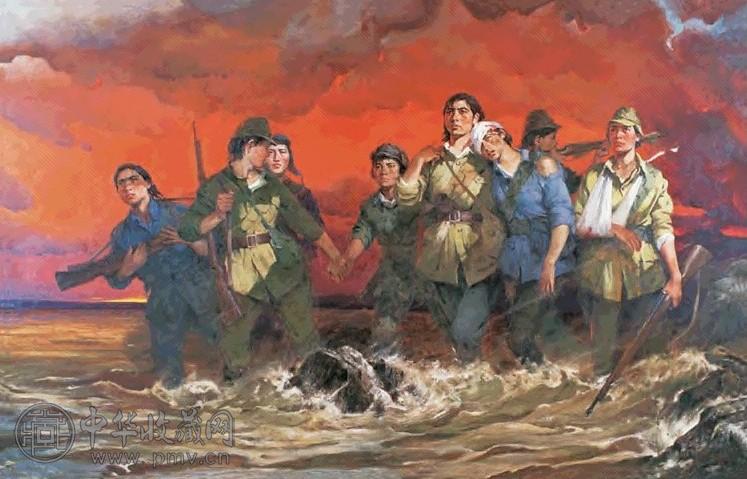 全山石 1989年 中华儿女—八女投江 布面油画