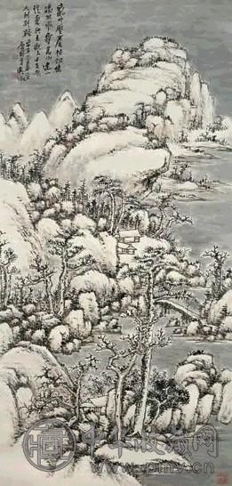 吴徵 1931年作 雪山图 立轴 设色纸本
