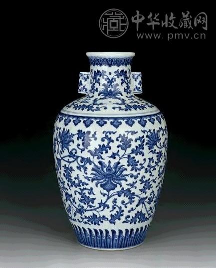 清乾隆 青花双耳尊