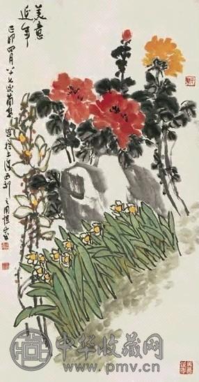 曹简楼 1975年作 美意延年图 立轴 设色纸本