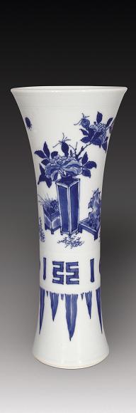 明末清初 青花花鸟小花觚