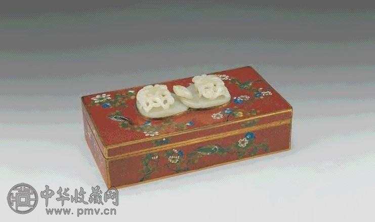 清 景泰蓝花鸟嵌玉长方盒
