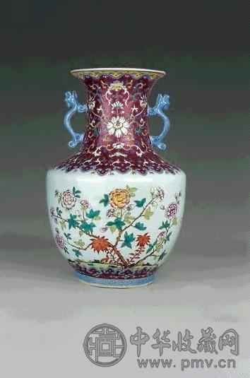 民国 粉彩花卉双耳尊