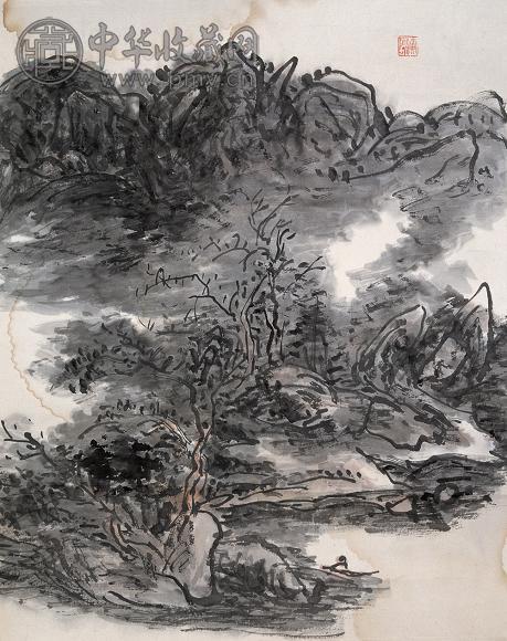 黄宾虹 山水 镜心 设色纸本