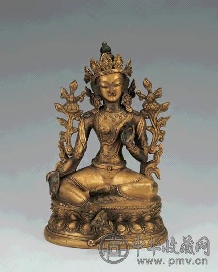 清十八世纪 铜鎏金绿度母像