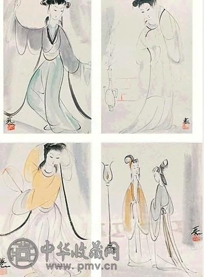 林风眠 宫女 镜心(4帧) 设色纸本 林风眠 宫女 镜心(4帧) 设色纸本