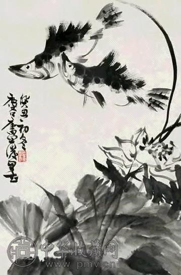 许麟卢 1973年作 荷为桂 立轴 水墨纸本