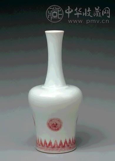 清康熙 青花釉里红团花纹摇铃尊