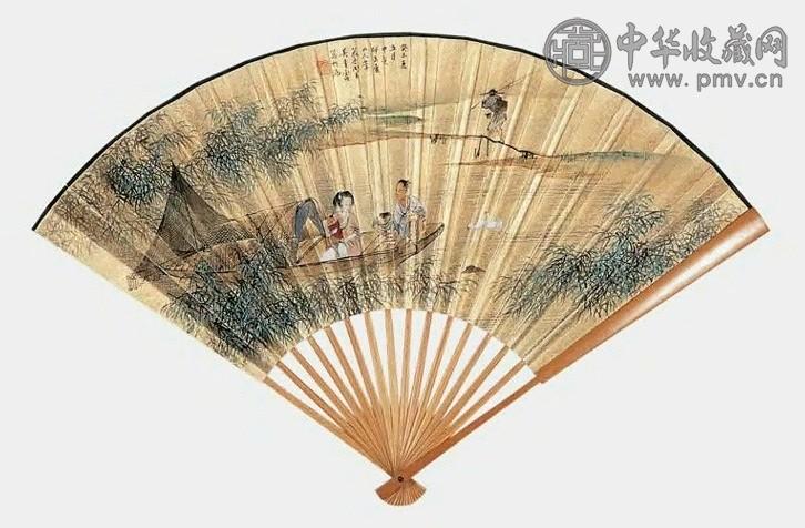 当代 吴青霞 渔趣 成扇