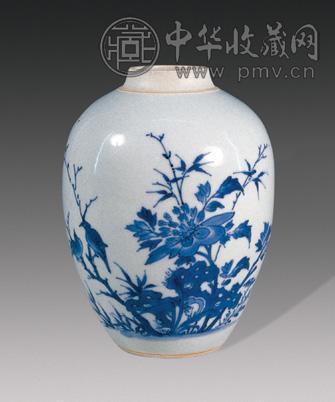 清康熙 青花花鸟小罐