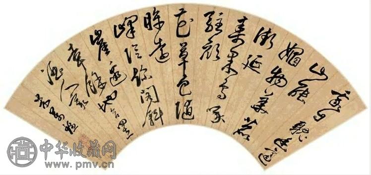米万钟 草书 扇面 金笺
