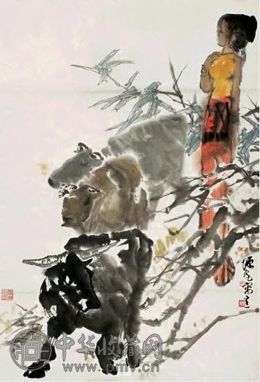 方增先 牧牛图 镜心 设色纸本