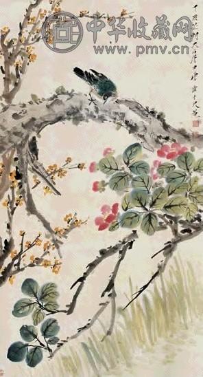 唐云 花鸟 立轴 设色纸本