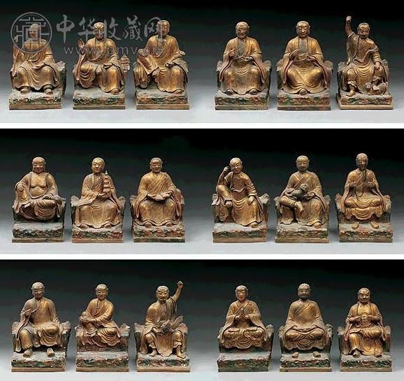 明泥塑漆金十八罗汉坐像收藏资讯|艺术家|书画家|书画名人|书法家-中华