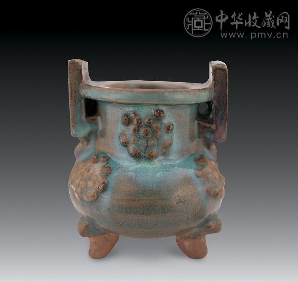 元 钧釉三足立耳炉