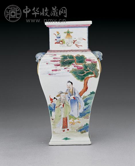 清光绪 粉彩绘人物四方尊