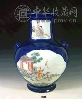 兰釉开光人物兽耳尊