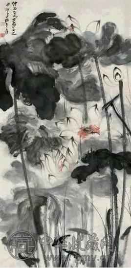 张大千 九夏风荷图 立轴 设色纸本