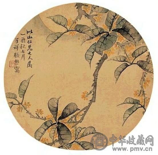 张熊 乙酉(1885年作) 花卉 扇面 设色绢本