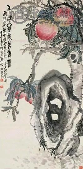 吴昌硕 1923年作 寿桃 立轴