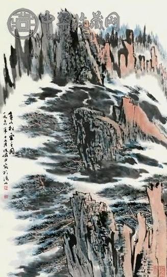 陆俨少 1978年作 黄山松云 立轴 设色纸本