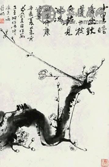 亚明 墨梅 立轴 纸本