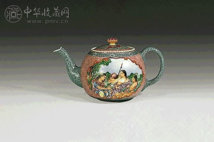 民国 料彩西洋人物茶壶