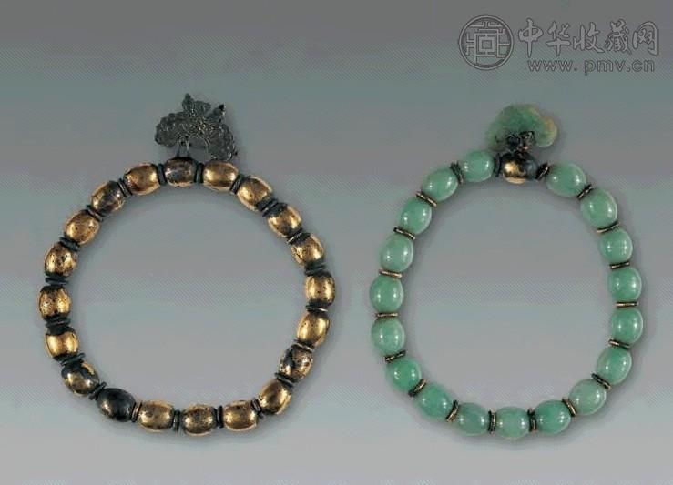 清 银溜金翠串珠手串(1对)