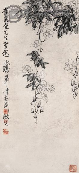 齐白石 藤花 镜心 纸本