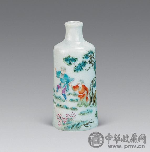 清 粉彩松下高士图烟壶
