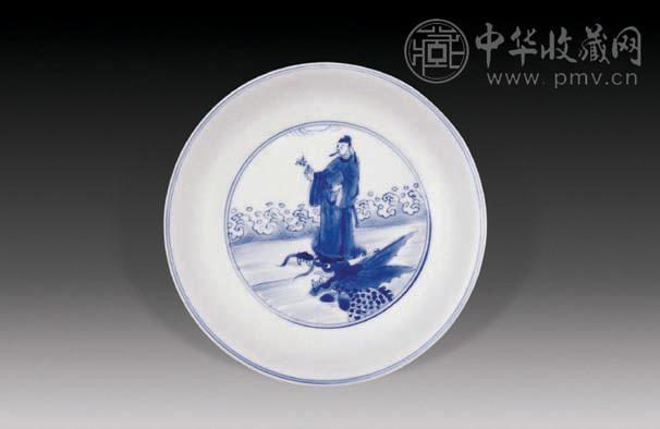清康熙 青花独占鳌头纹盘