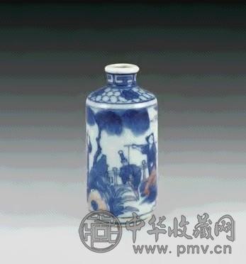 清 青花釉里红人物鼻烟壶