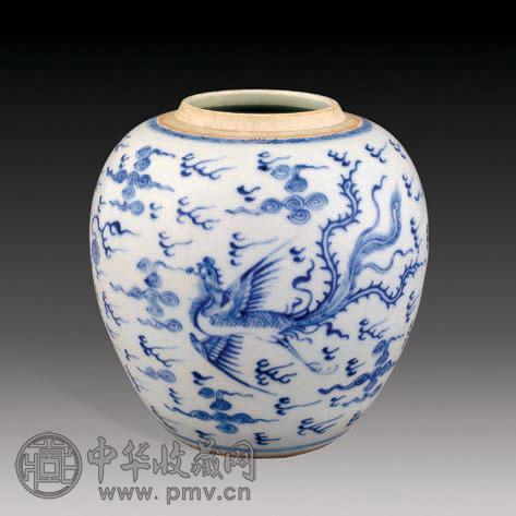 清康熙 青花龙凤罐