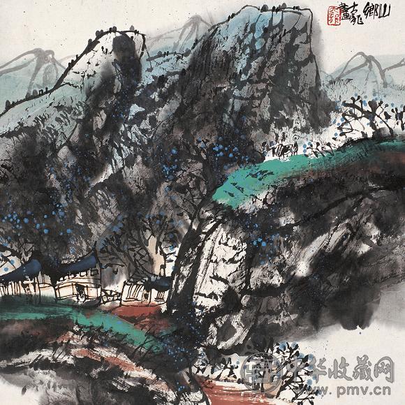 龙瑞 山乡 立轴 设色纸本