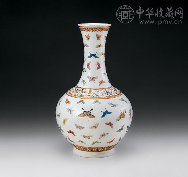 清光绪 粉彩百蝶赏瓶