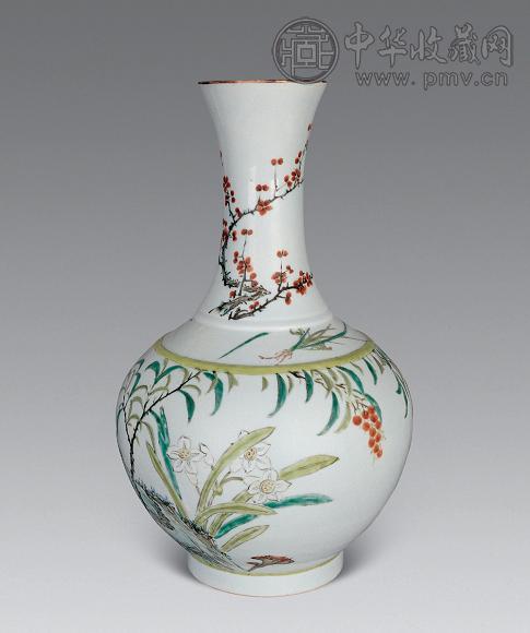 清光绪 浅绛彩花卉赏瓶