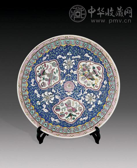 清光绪 粉彩开光博古盘