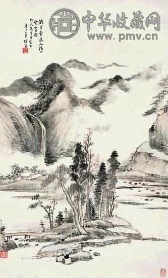 萧俊贤 溪山云霁 立轴 设色纸本