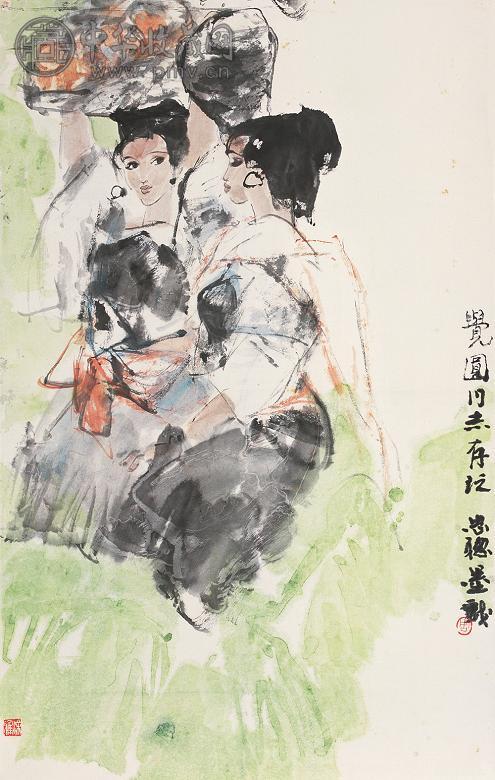 周思聪 傣女风情 立轴 设色纸本