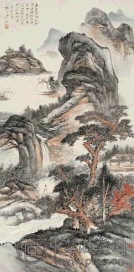 唐云 响水松涛图立轴设色纸本