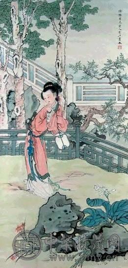 徐操 仕女 立轴 设色纸本