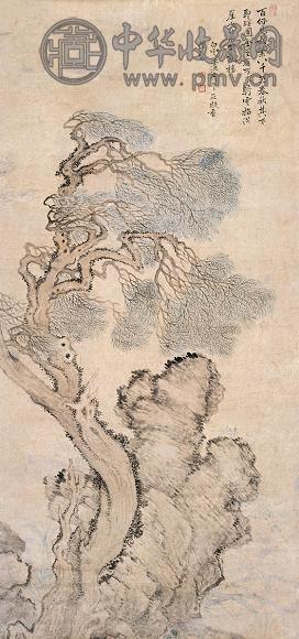 恽寿平(款) 古木枯石 镜心 纸本