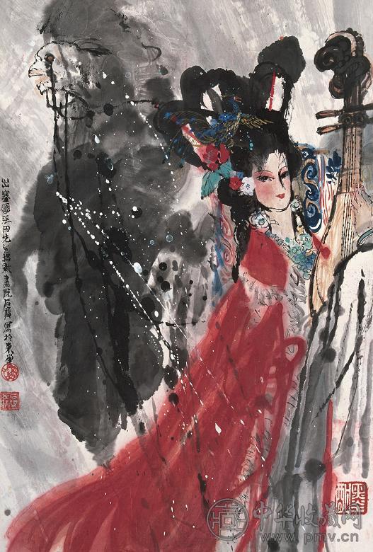 石齐 出塞图 镜心 设色纸本